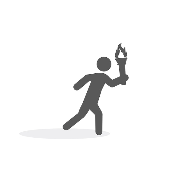 Ilustración vectorial de un diseño plano de un corredor portador de la antorcha