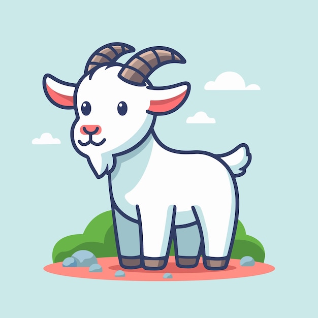 Ilustración vectorial de diseño plano de dibujos animados de cabras lindas