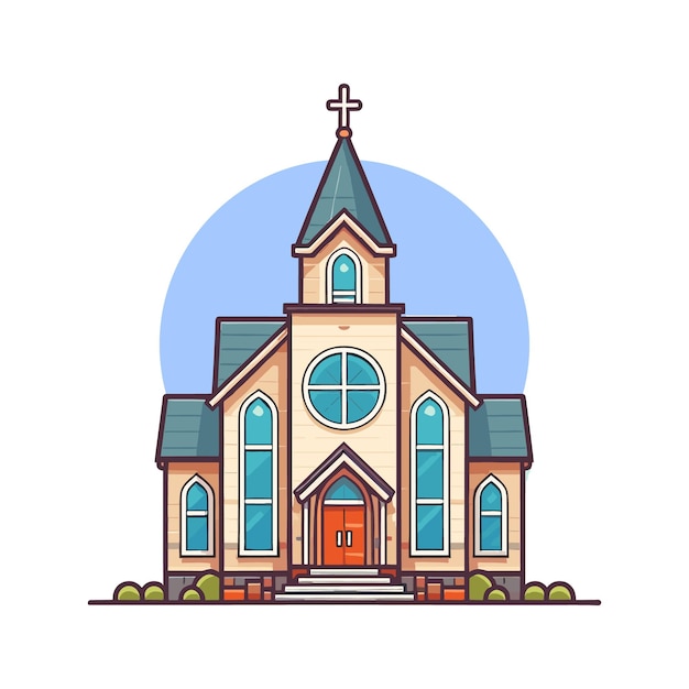 Ilustración vectorial de diseño plano del edificio de la iglesia