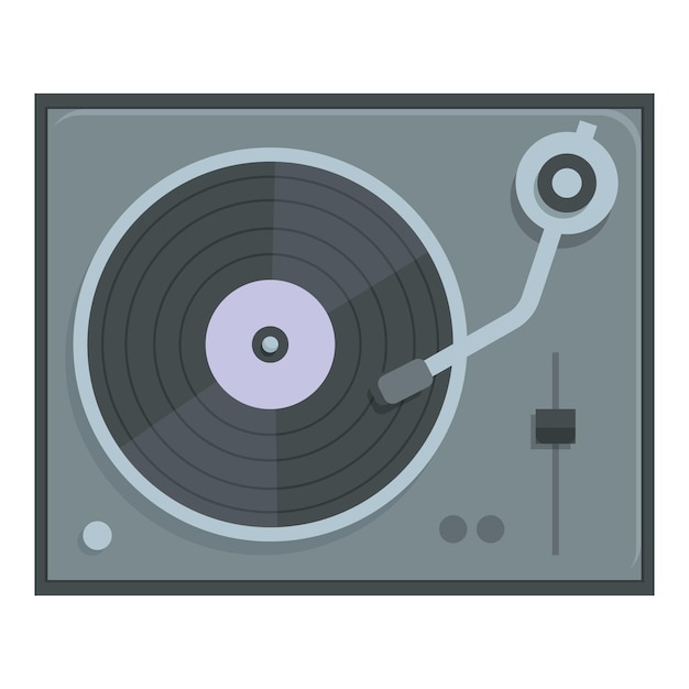 Vector ilustración vectorial de diseño plano de un tocadiscos clásico aislado en un fondo claro