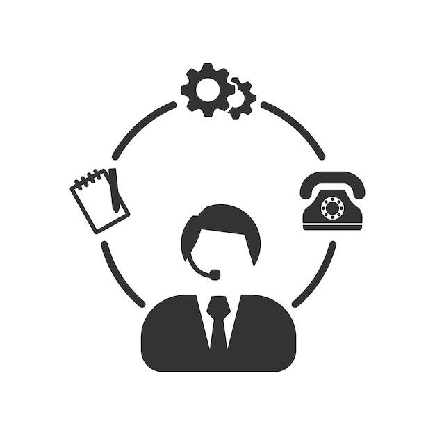 Una ilustración vectorial del diseño de la plantilla de icona de servicio al cliente y su trabajo