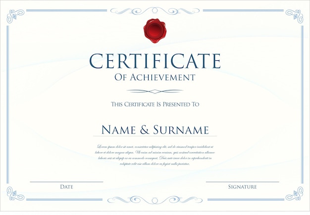 Ilustración vectorial de diseño retro de certificado o diploma