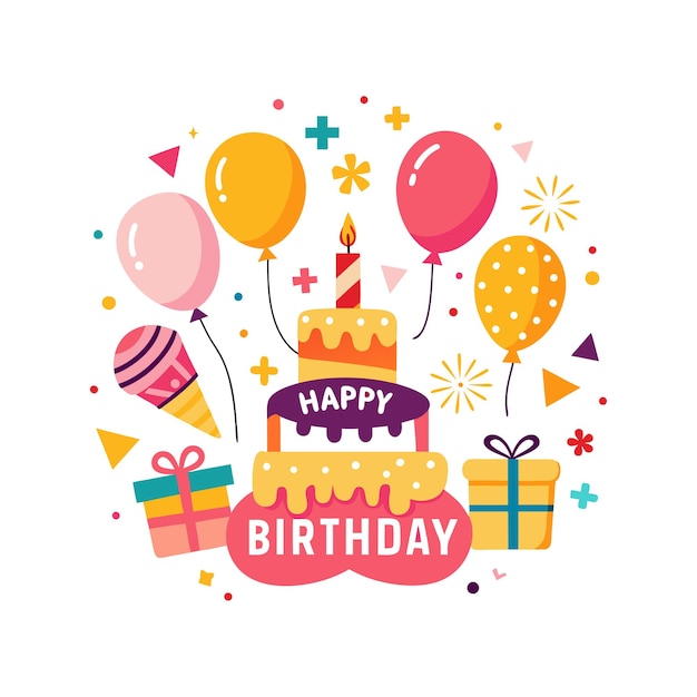 Ilustración vectorial de diseño de tarjetas de felicitación de cumpleaños
