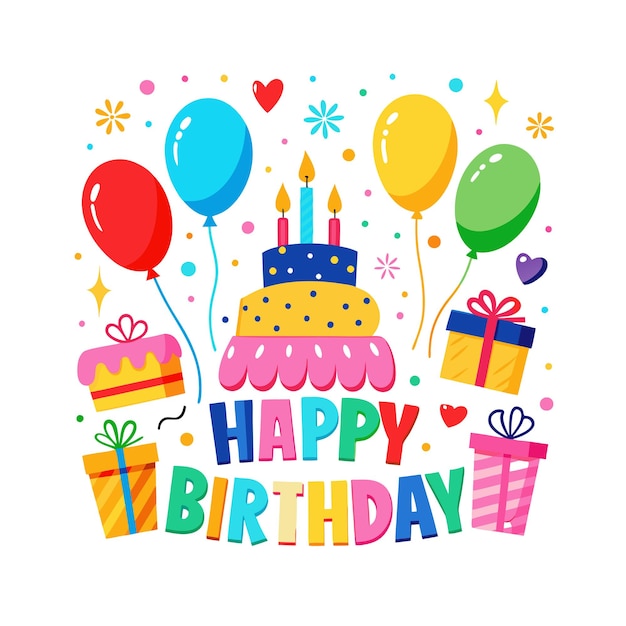 Ilustración vectorial de diseño de tarjetas de felicitación de cumpleaños
