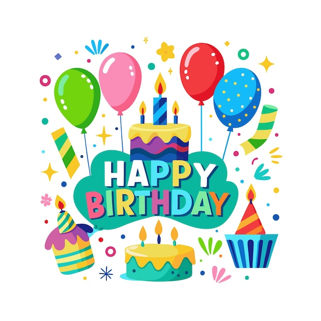Ilustración vectorial de diseño de tarjetas de felicitación de cumpleaños