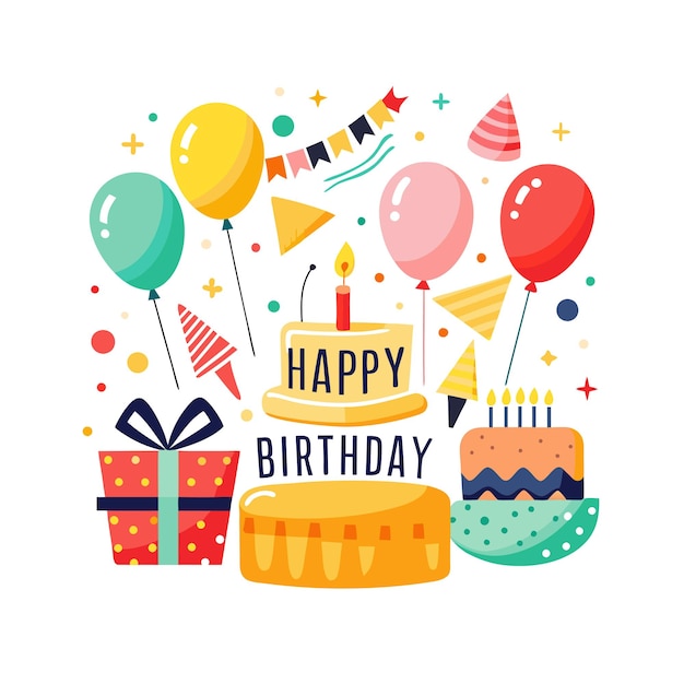 Ilustración vectorial de diseño de tarjetas de felicitación de cumpleaños