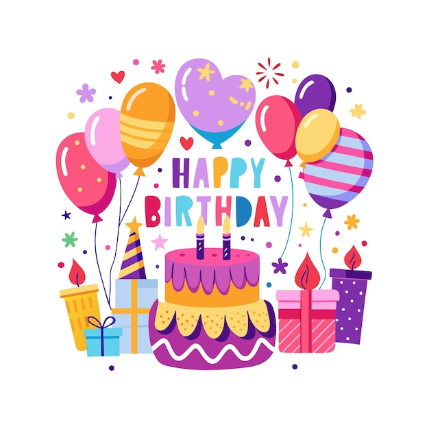 Ilustración vectorial de diseño de tarjetas de felicitación de cumpleaños