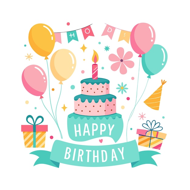 Ilustración vectorial de diseño de tarjetas de felicitación de cumpleaños