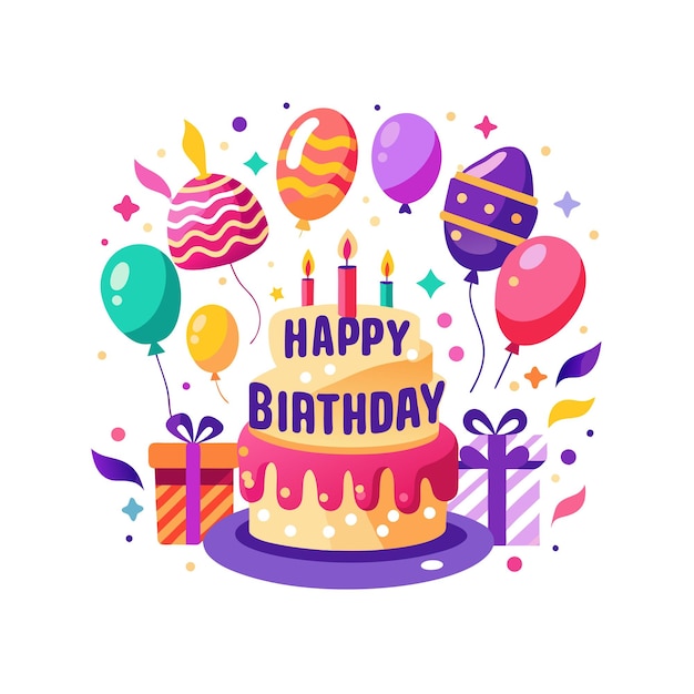 Ilustración vectorial de diseño de tarjetas de felicitación de cumpleaños