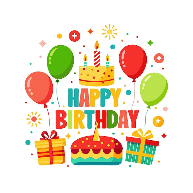 Ilustración vectorial de diseño de tarjetas de felicitación de cumpleaños