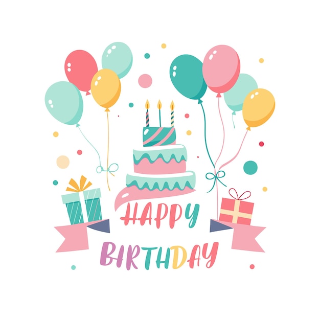 Ilustración vectorial de diseño de tarjetas de felicitación de cumpleaños