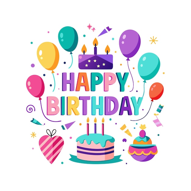 Ilustración vectorial de diseño de tarjetas de felicitación de cumpleaños