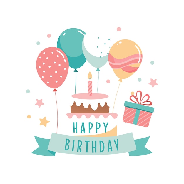 Ilustración vectorial de diseño de tarjetas de felicitación de cumpleaños
