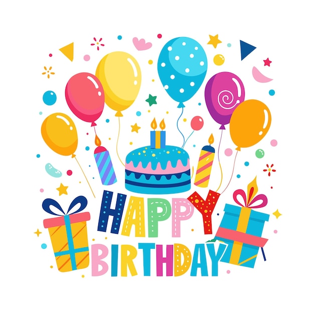 Ilustración vectorial de diseño de tarjetas de felicitación de cumpleaños