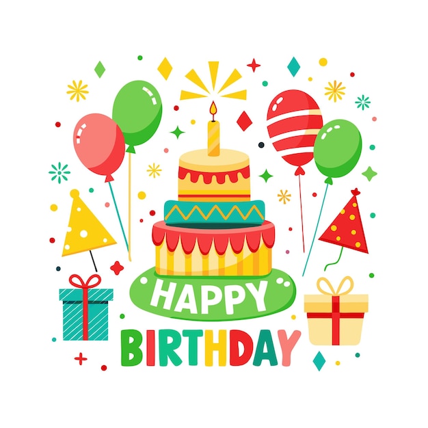 Ilustración vectorial de diseño de tarjetas de felicitación de cumpleaños