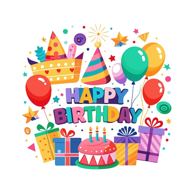 Ilustración vectorial de diseño de tarjetas de felicitación de cumpleaños