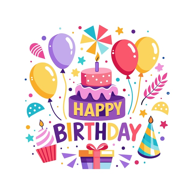 Ilustración vectorial de diseño de tarjetas de felicitación de cumpleaños