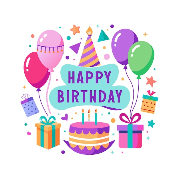 Ilustración vectorial de diseño de tarjetas de felicitación de cumpleaños
