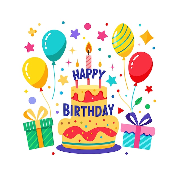 Ilustración vectorial de diseño de tarjetas de felicitación de cumpleaños