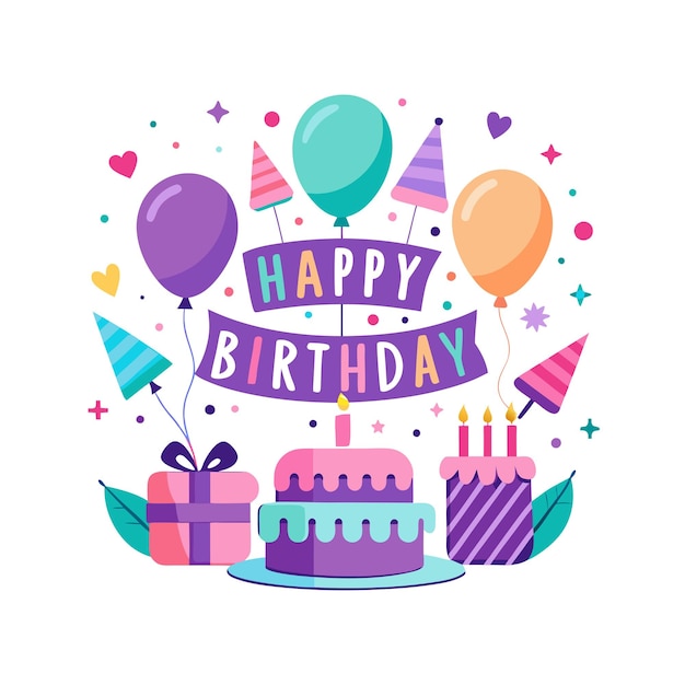 Ilustración vectorial de diseño de tarjetas de felicitación de cumpleaños