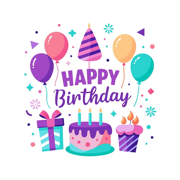Ilustración vectorial de diseño de tarjetas de felicitación de cumpleaños
