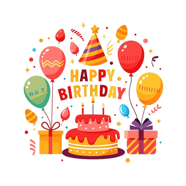 Ilustración vectorial de diseño de tarjetas de felicitación de cumpleaños