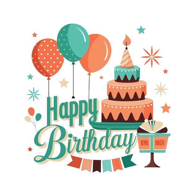Ilustración vectorial de diseño de tarjetas de felicitación de cumpleaños