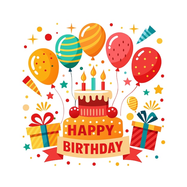 Ilustración vectorial de diseño de tarjetas de felicitación de cumpleaños