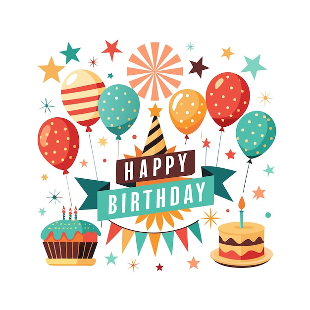 Ilustración vectorial de diseño de tarjetas de felicitación de cumpleaños