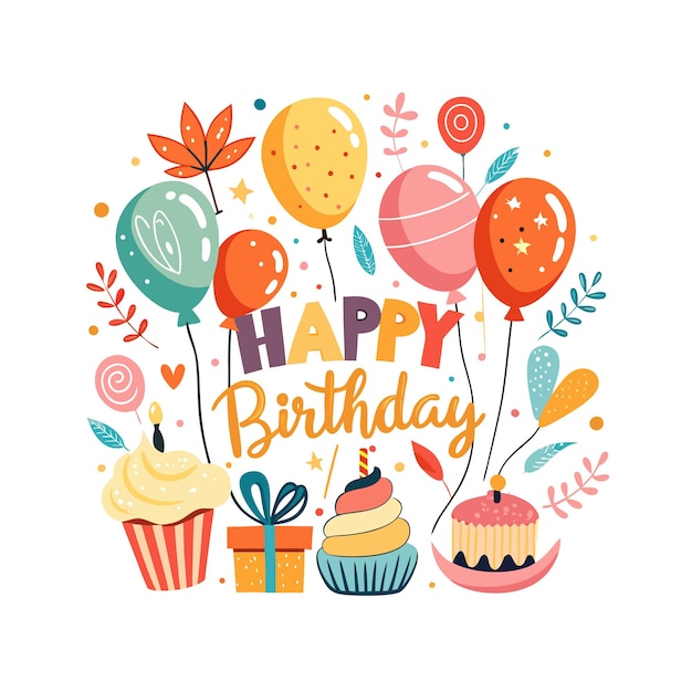 Ilustración vectorial de diseño de tarjetas de felicitación de cumpleaños