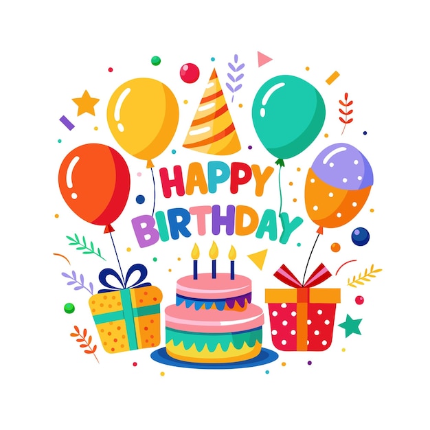 Ilustración vectorial de diseño de tarjetas de felicitación de cumpleaños