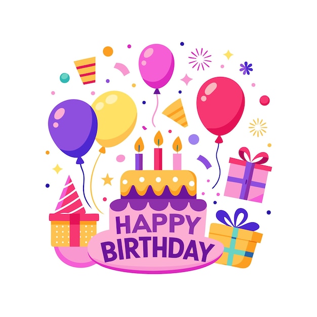 Ilustración vectorial de diseño de tarjetas de felicitación de cumpleaños