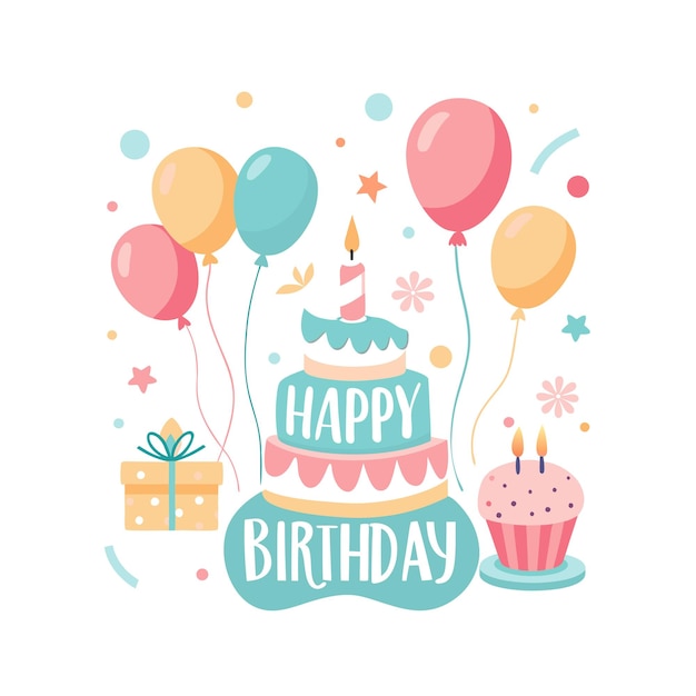 Ilustración vectorial de diseño de tarjetas de felicitación de cumpleaños
