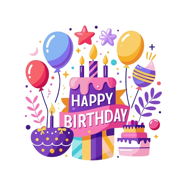 Ilustración vectorial de diseño de tarjetas de felicitación de cumpleaños