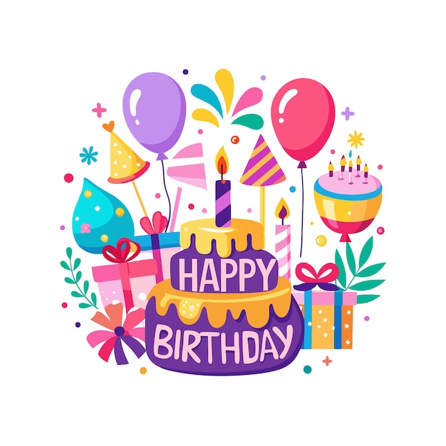 Ilustración vectorial de diseño de tarjetas de felicitación de cumpleaños