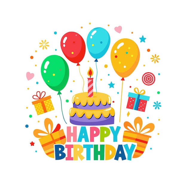 Ilustración vectorial de diseño de tarjetas de felicitación de cumpleaños