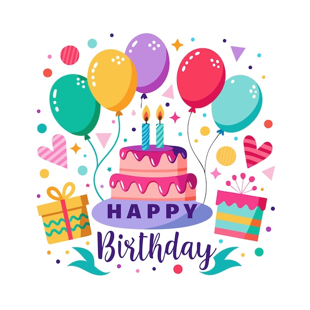 Ilustración vectorial de diseño de tarjetas de felicitación de cumpleaños