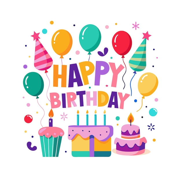 Ilustración vectorial de diseño de tarjetas de felicitación de cumpleaños