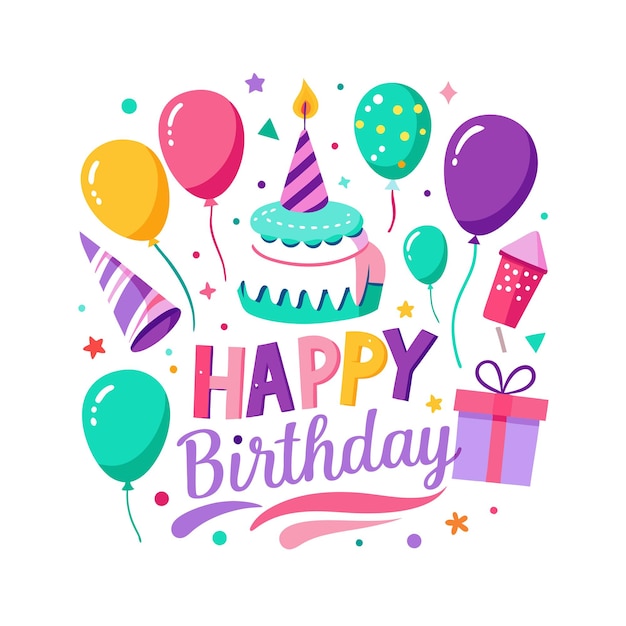 Ilustración vectorial de diseño de tarjetas de felicitación de cumpleaños