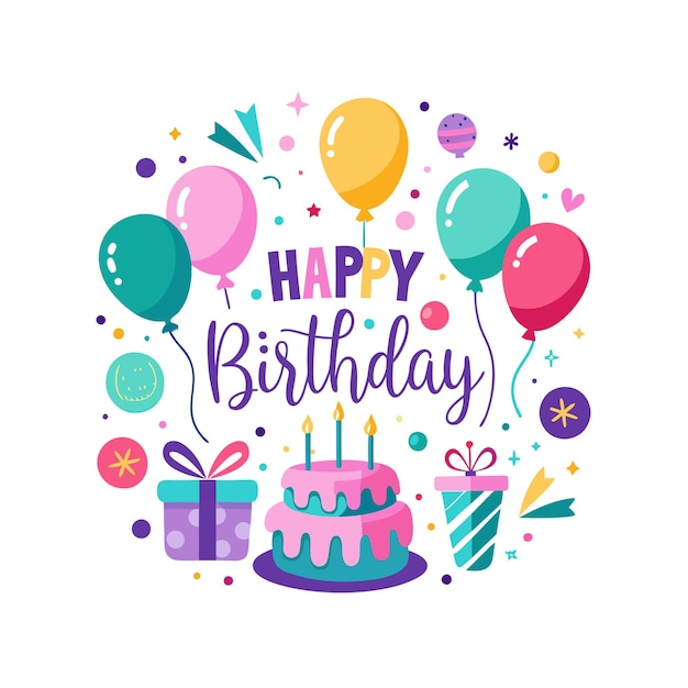 Ilustración vectorial de diseño de tarjetas de felicitación de cumpleaños