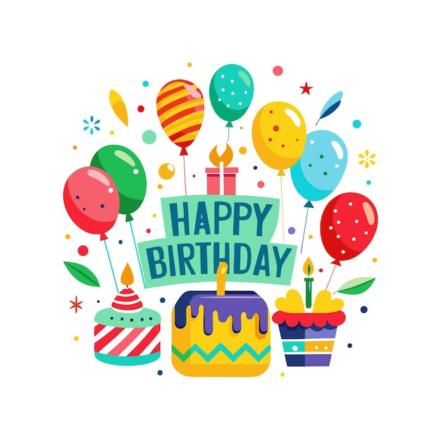 Ilustración vectorial de diseño de tarjetas de felicitación de cumpleaños
