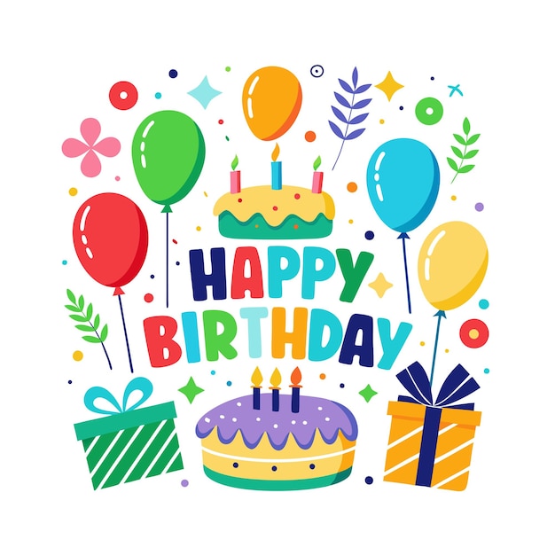 Ilustración vectorial de diseño de tarjetas de felicitación de cumpleaños