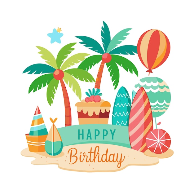 Ilustración vectorial de diseño de tarjetas de felicitación de cumpleaños