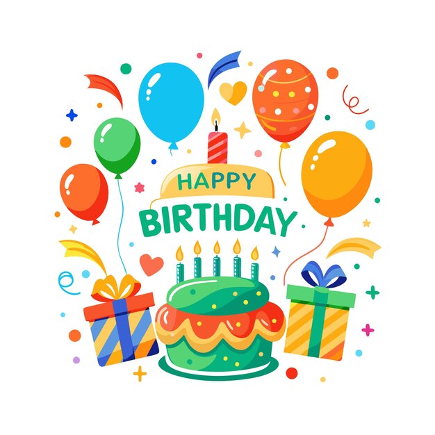 Ilustración vectorial de diseño de tarjetas de felicitación de cumpleaños