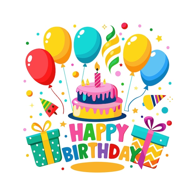 Ilustración vectorial de diseño de tarjetas de felicitación de cumpleaños