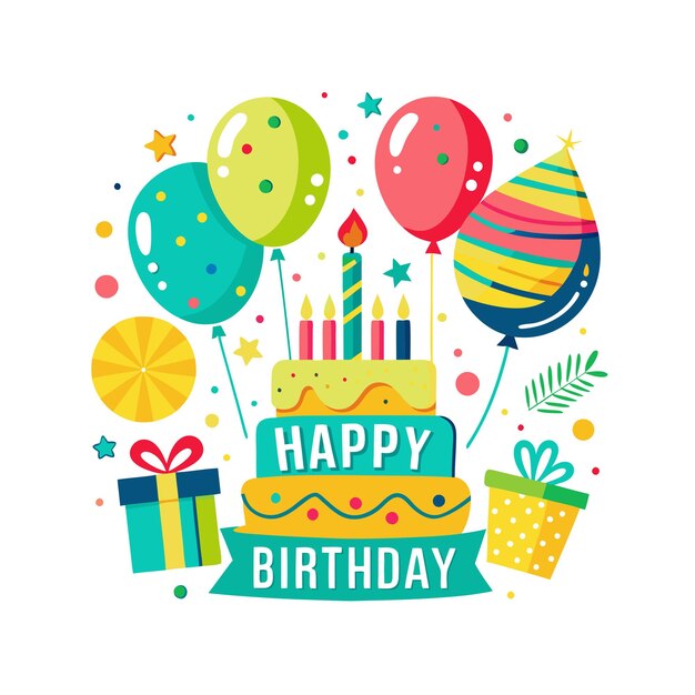 Ilustración vectorial de diseño de tarjetas de felicitación de cumpleaños