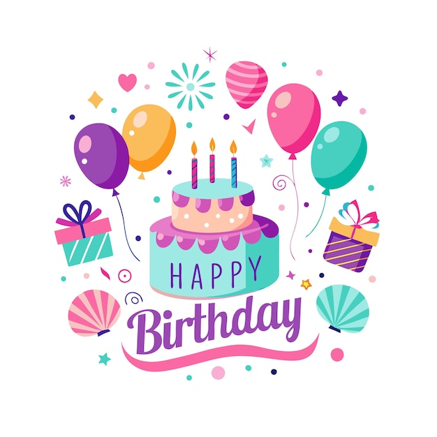Ilustración vectorial de diseño de tarjetas de felicitación de cumpleaños