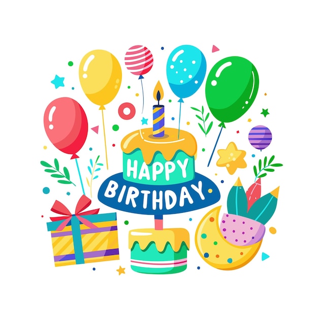 Ilustración vectorial de diseño de tarjetas de felicitación de cumpleaños