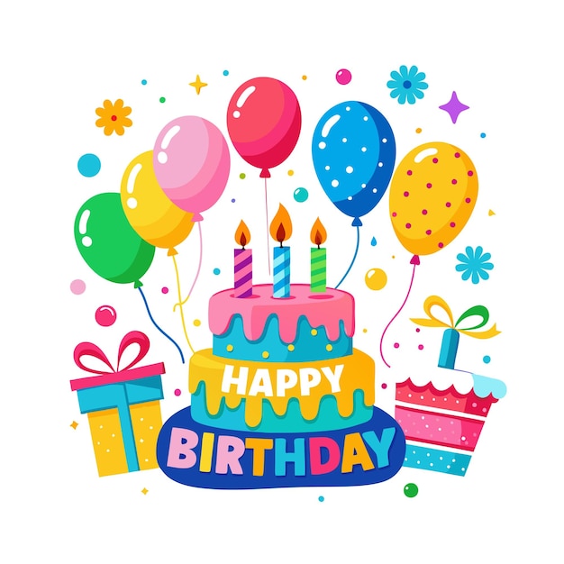 Ilustración vectorial de diseño de tarjetas de felicitación de cumpleaños
