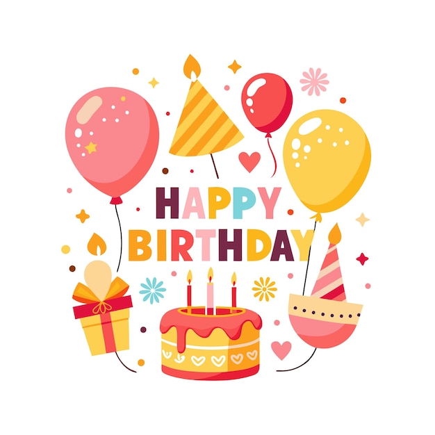 Ilustración vectorial de diseño de tarjetas de felicitación de cumpleaños